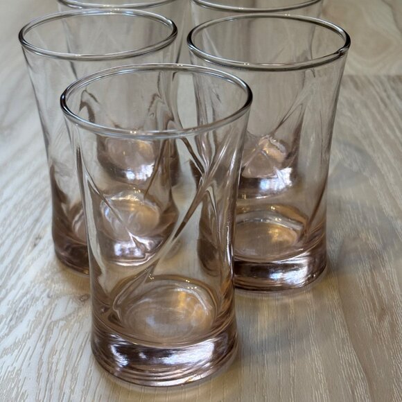 Libbey Concert Pink Misty Rose Tumbler Set Of 5 Vtg Glasses Optic Swirl - Picture 1 of 6